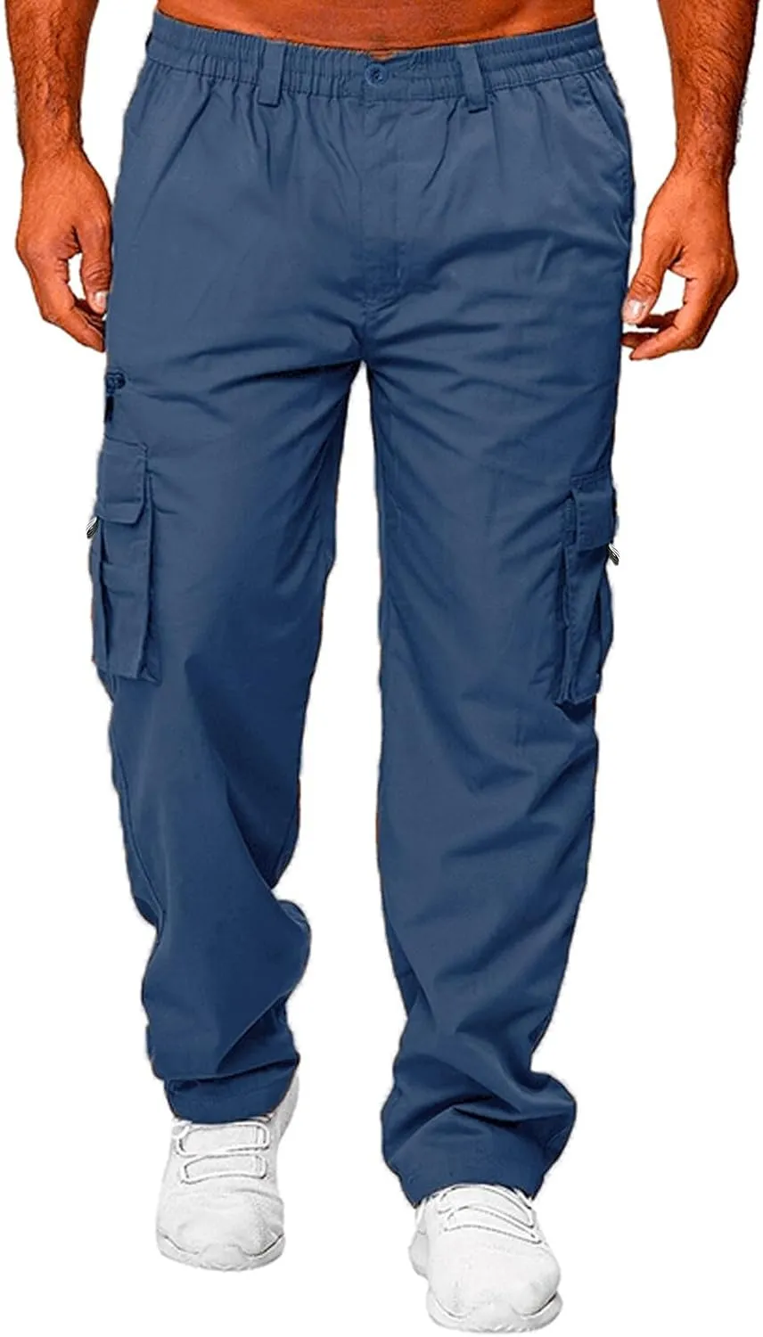 2023 Men Outdoor Cargo Pants Multi Pockets Lightweight Tactical Trousers Plus Size Classic Hiking Jogger Stylish Sweatpants