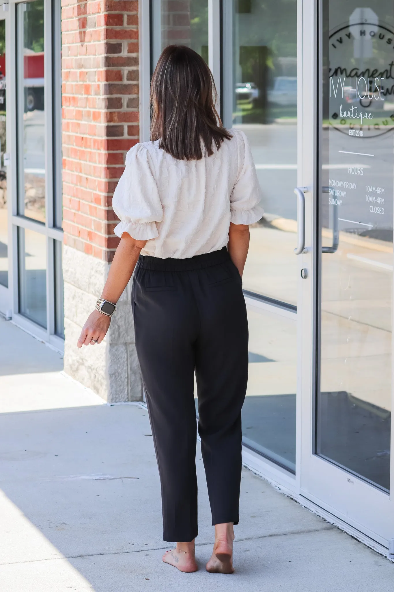 Elastic Waist Dress Pants - Black