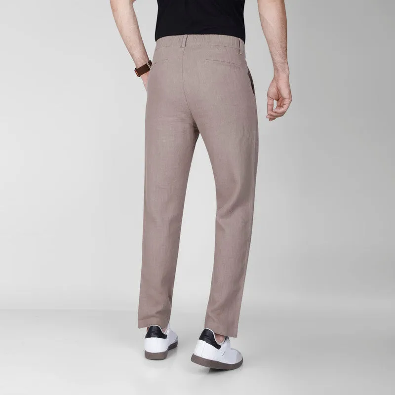Lightweight  Ramie-Cotton Trousers-   CAF