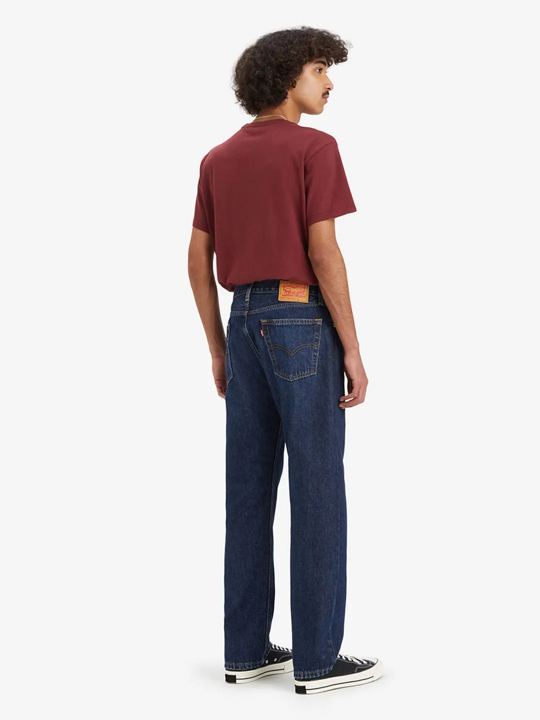Men's 555'96 Navy Blue Relaxed Straight Fit Mid Rise Jeans