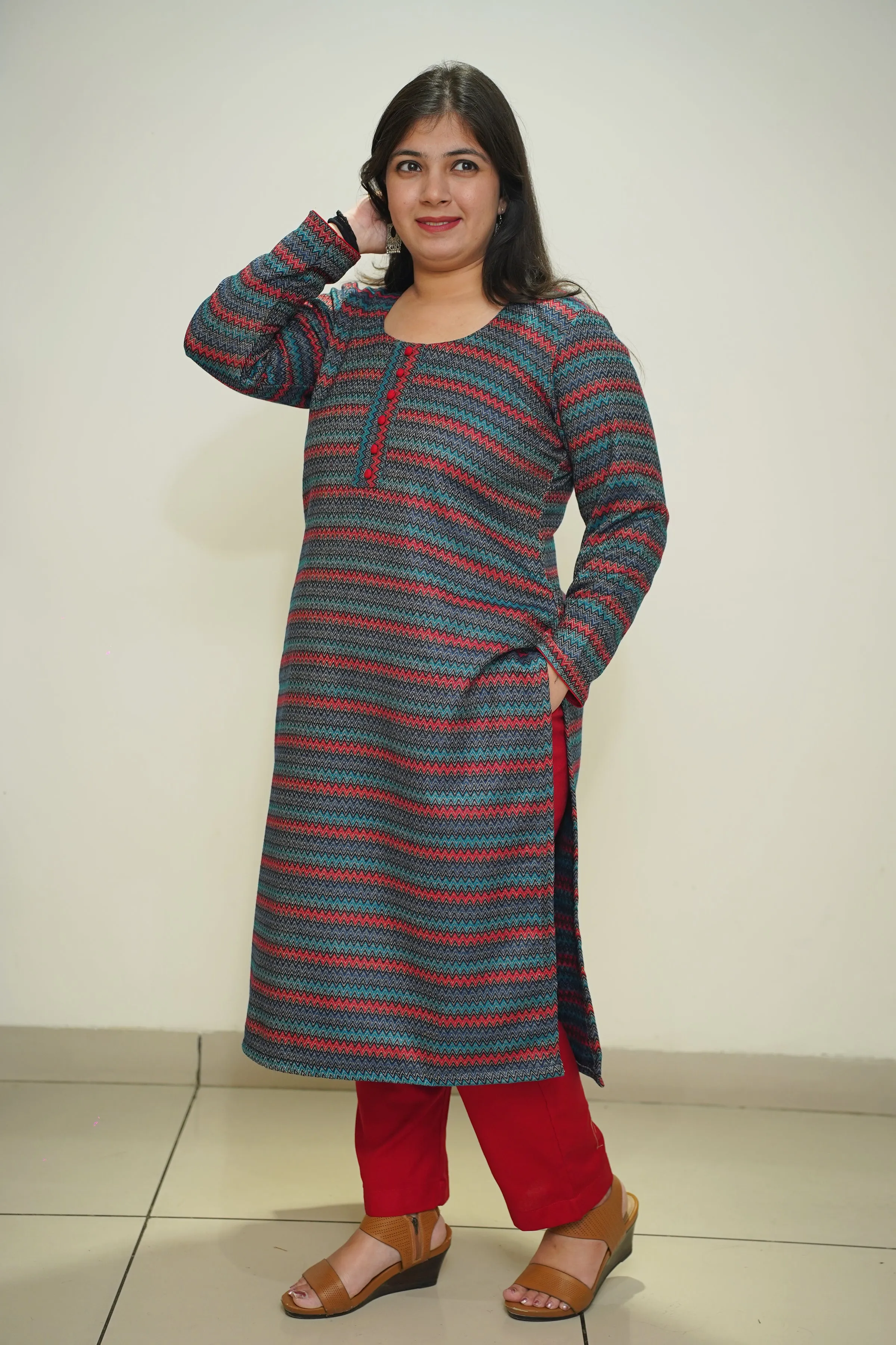Nautical Flame Woollen Kurta
