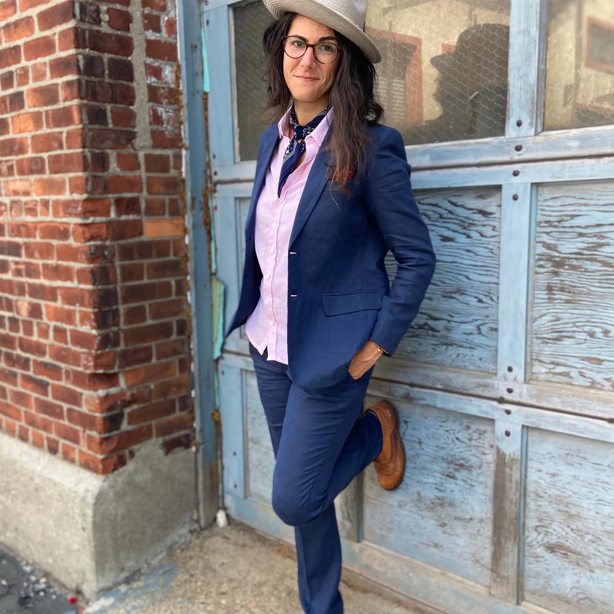 Navy Blue Linen Pants