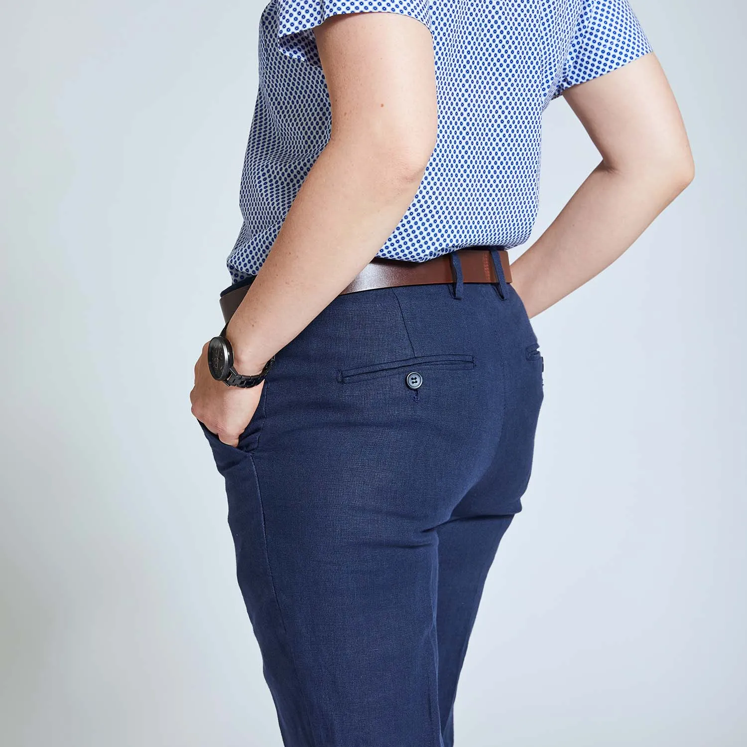 Navy Blue Linen Pants