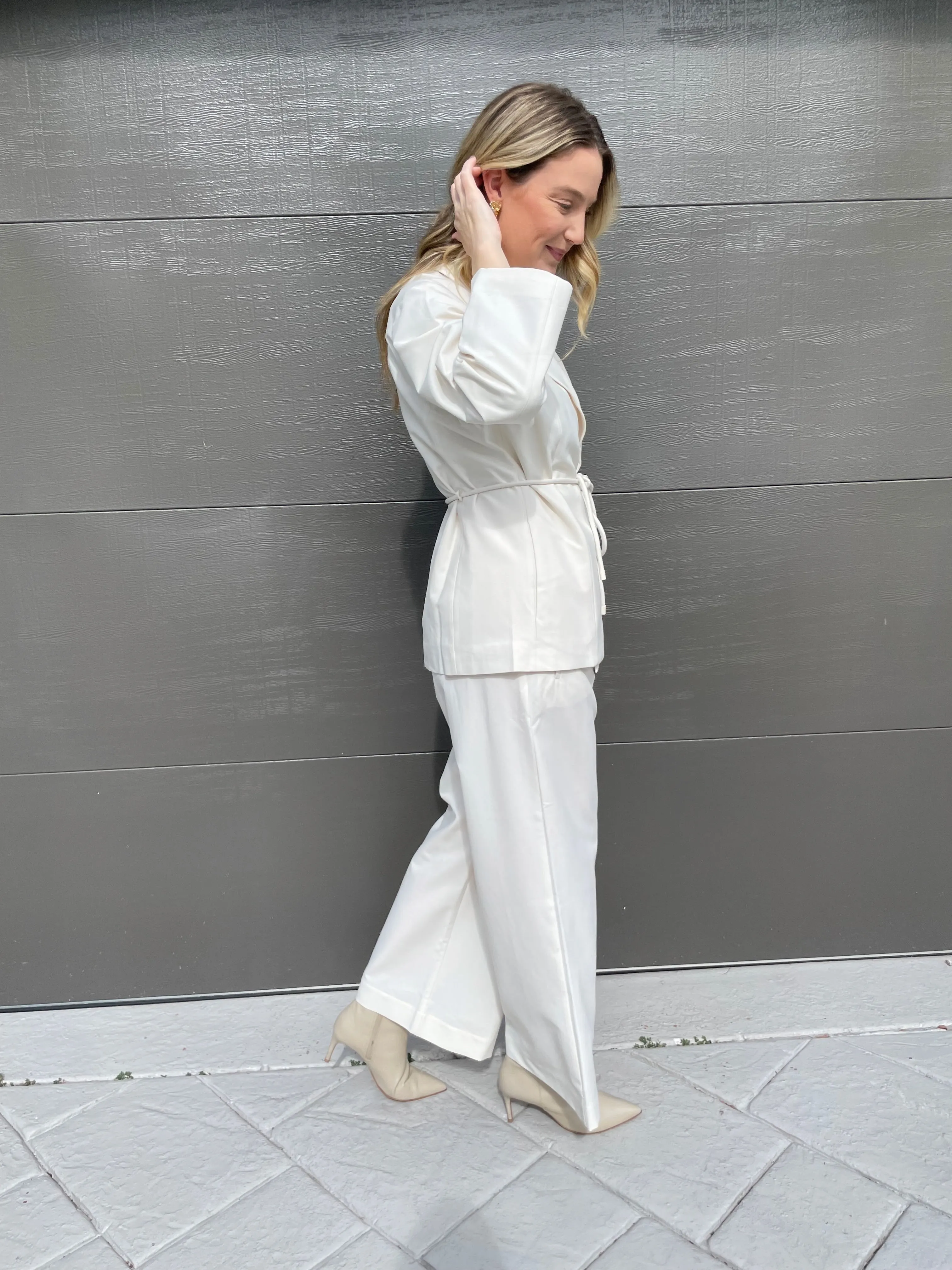 Notch Collar Blazer - Winter White