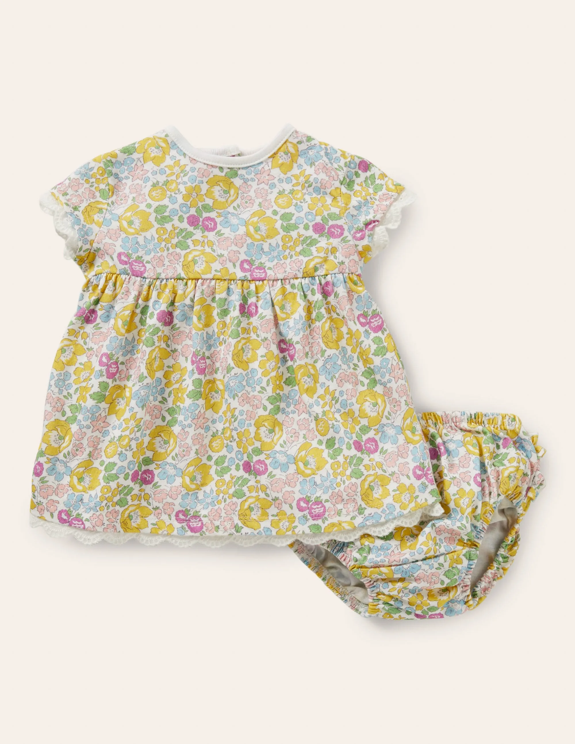 Printed Jersey Dress-Pale Lemon Floral