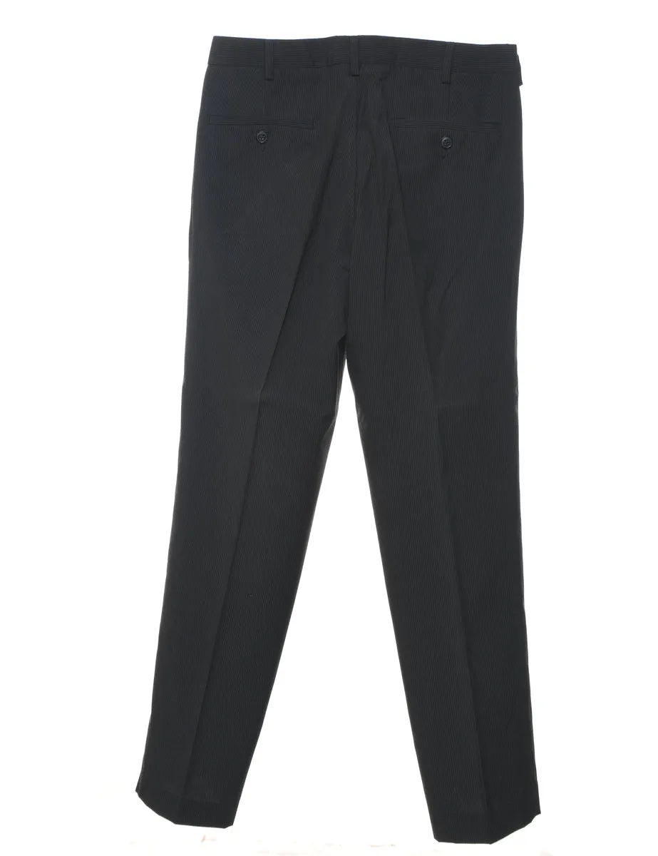Striped Pattern Classic Black Trousers - W32 L31