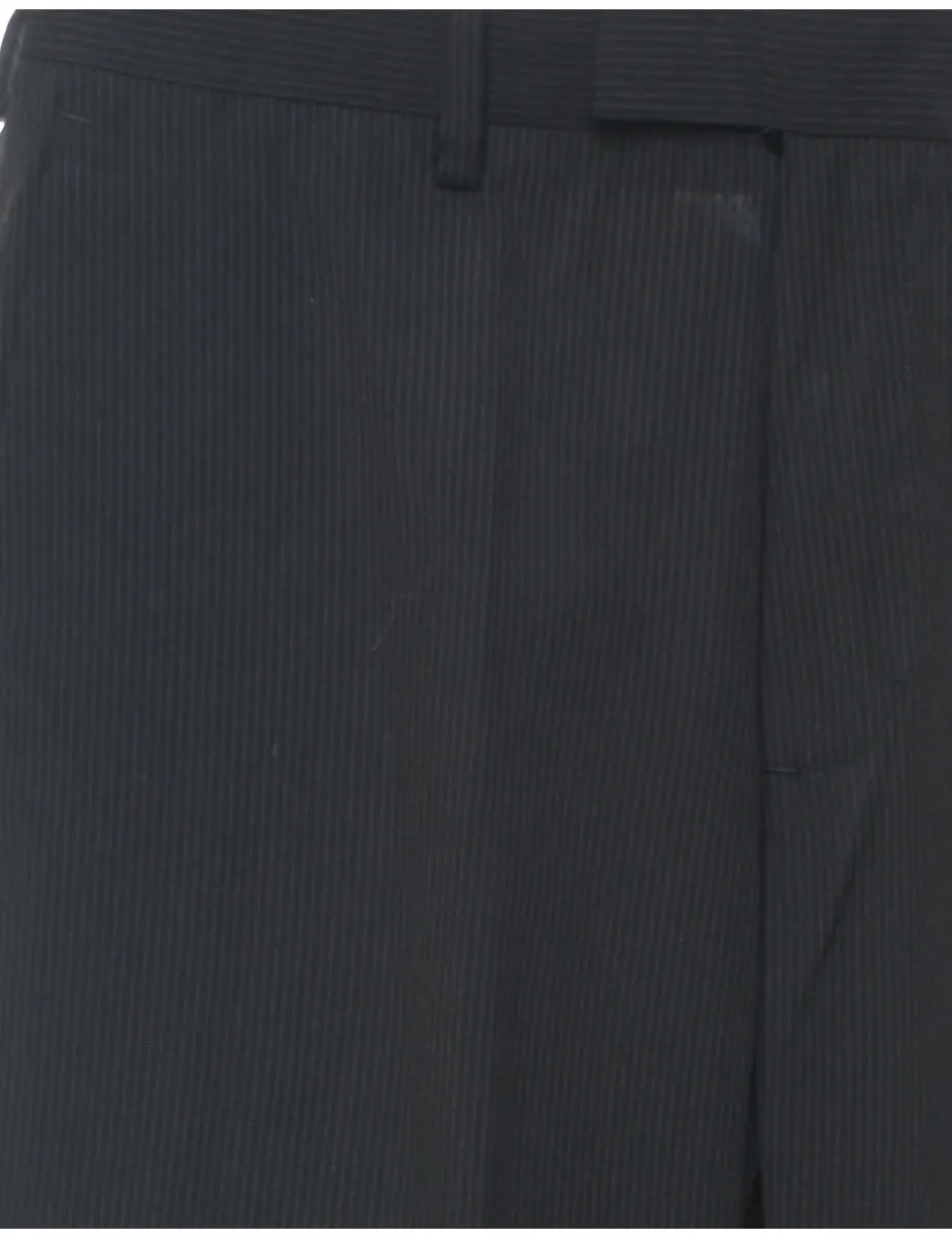 Striped Pattern Classic Black Trousers - W32 L31