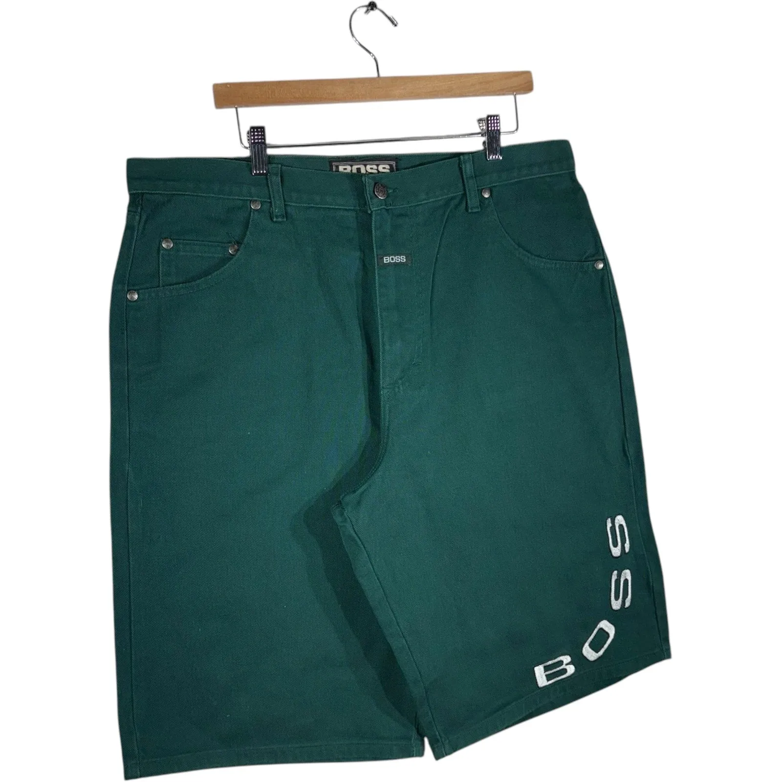 Vintage Boss Embroidered Baggy Chino Shorts 40x13 NWT