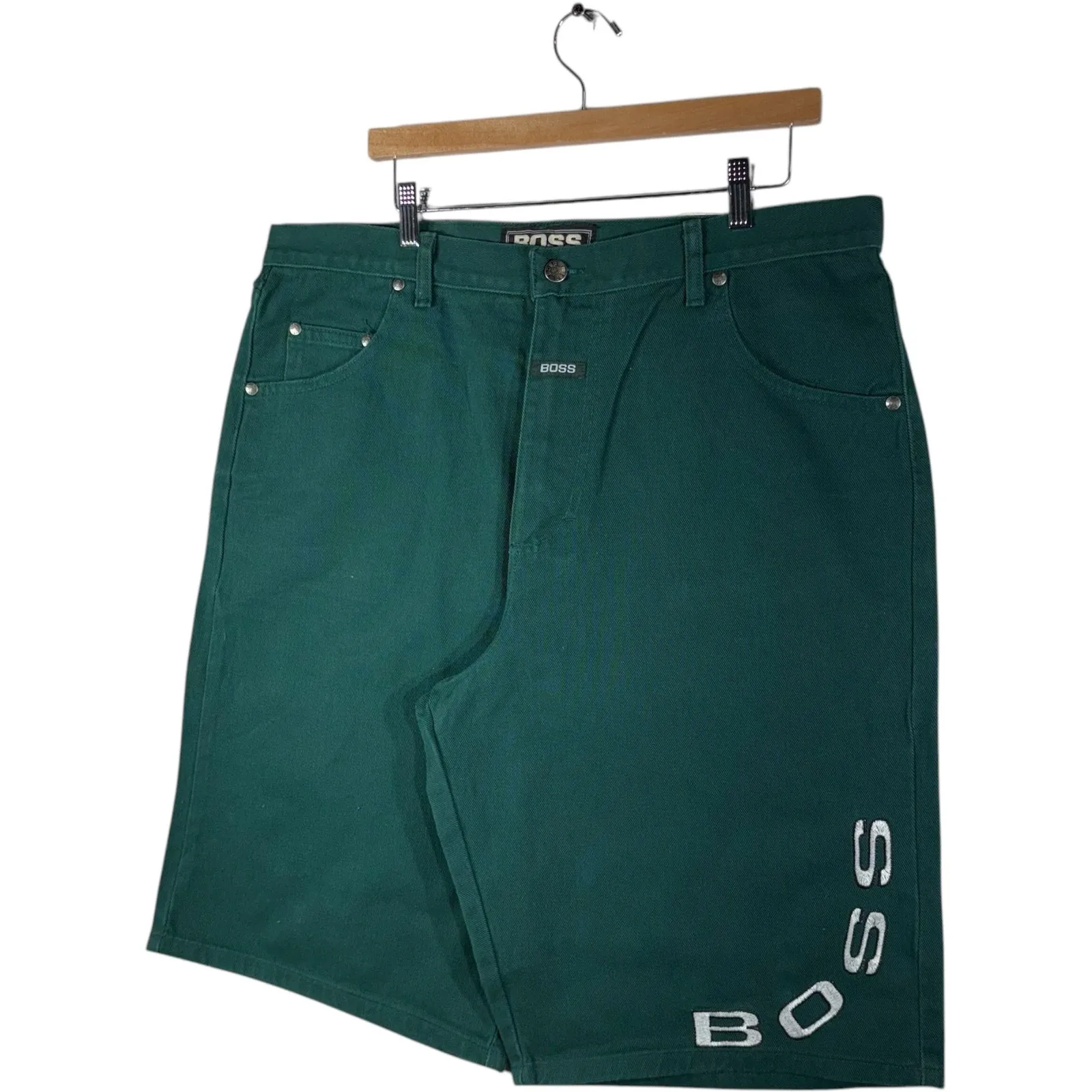 Vintage Boss Embroidered Baggy Chino Shorts 40x13 NWT