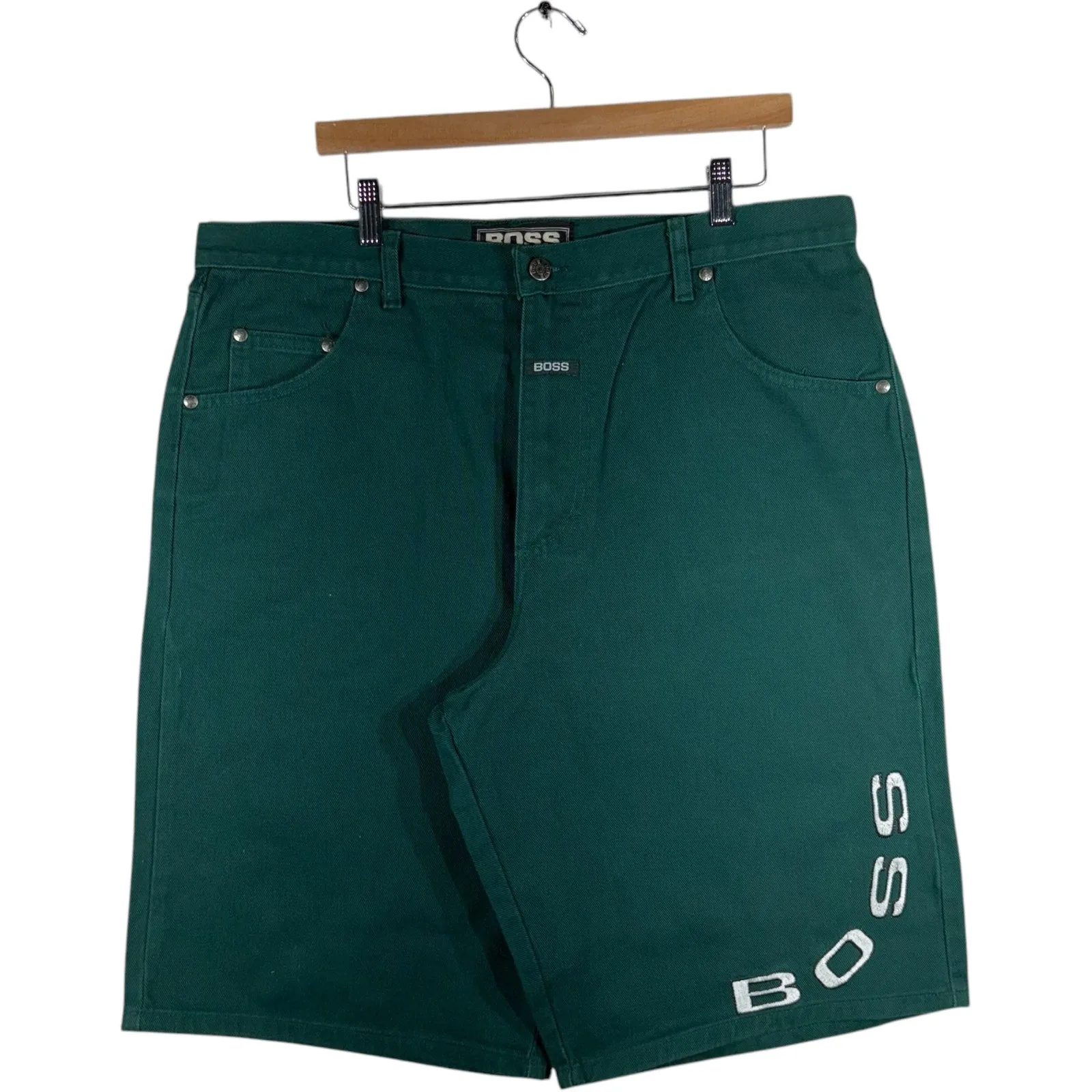 Vintage Boss Embroidered Baggy Chino Shorts 40x13 NWT