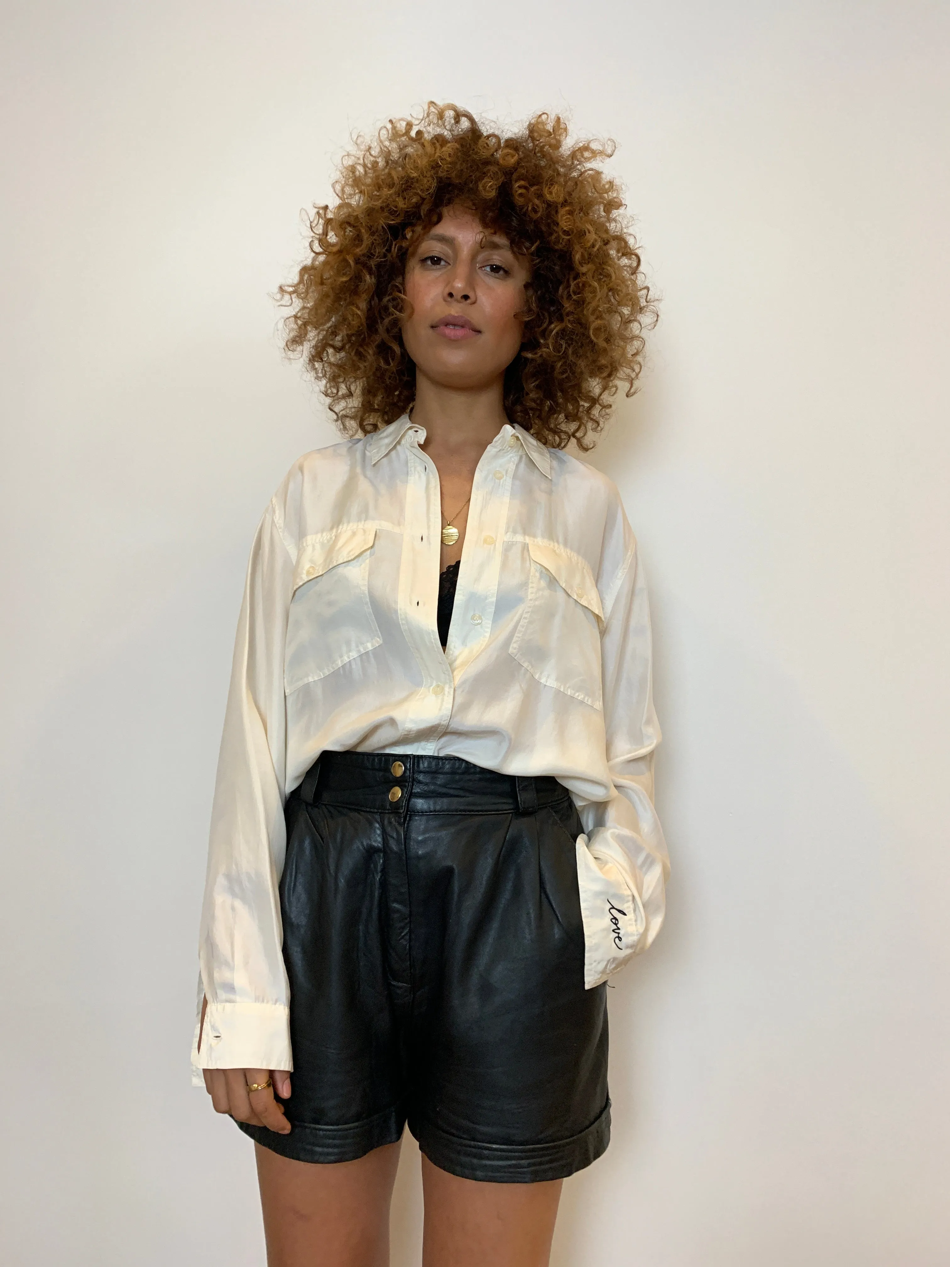 Vintage high waisted leather shorts