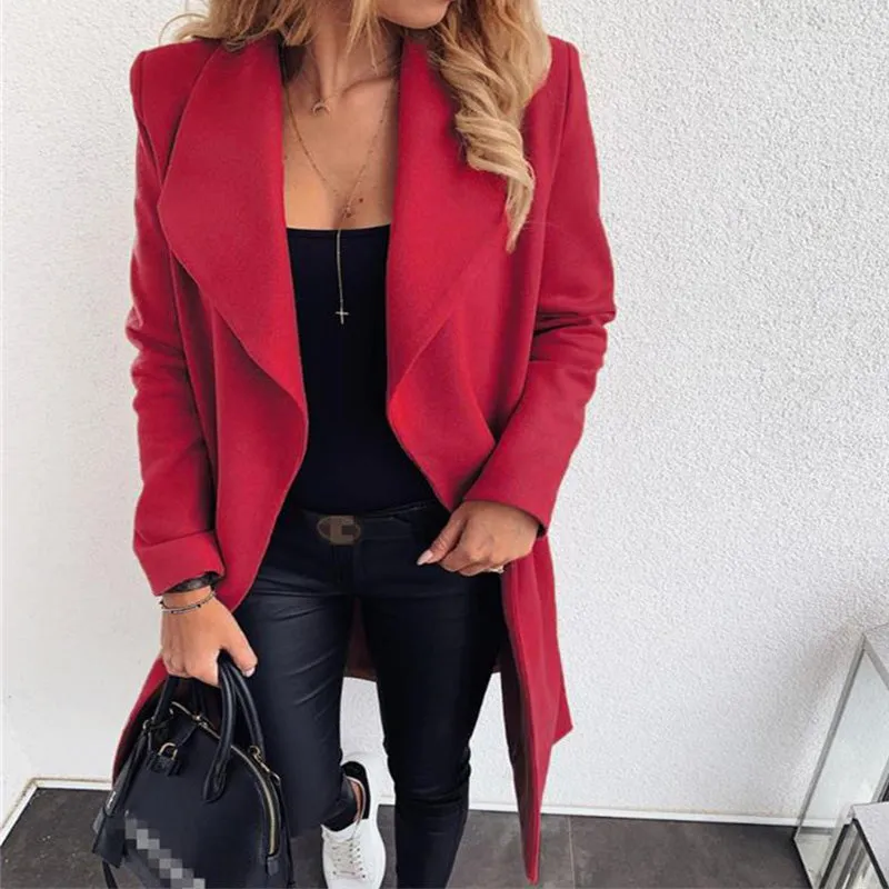 Womens Faux Woolen Trench Coat