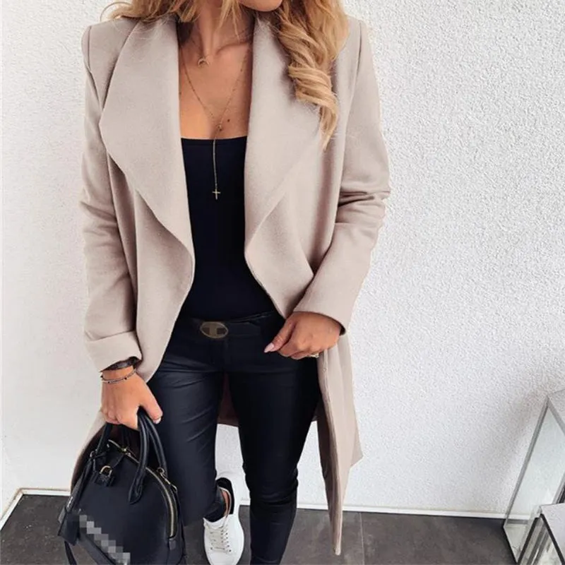 Womens Faux Woolen Trench Coat