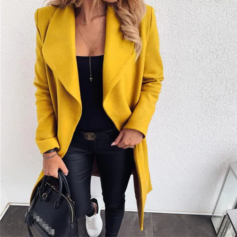 Womens Faux Woolen Trench Coat
