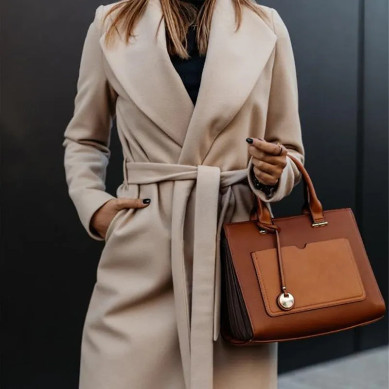 Womens Faux Woolen Trench Coat