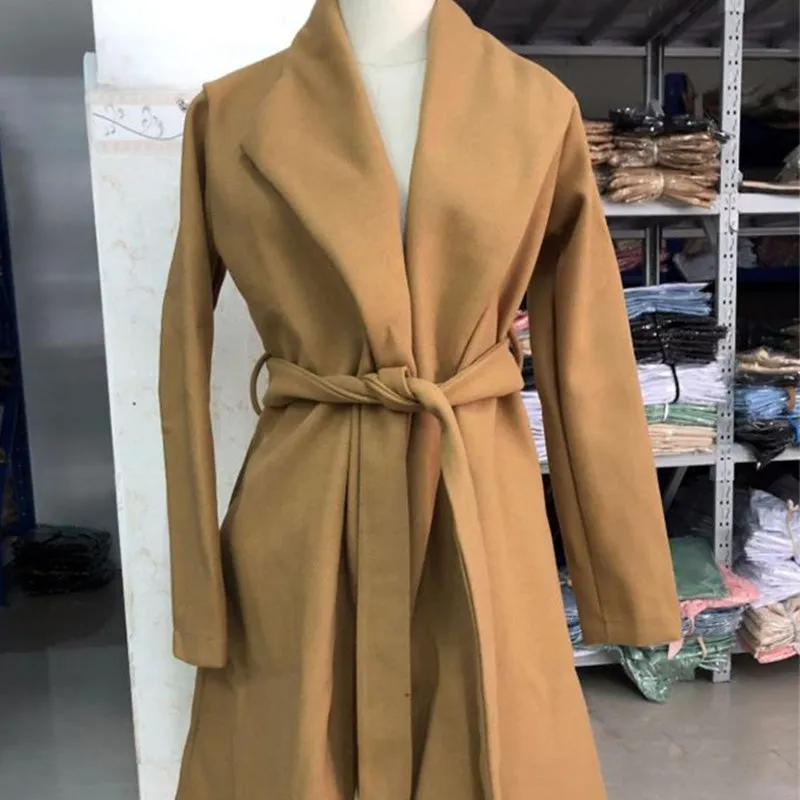 Womens Faux Woolen Trench Coat