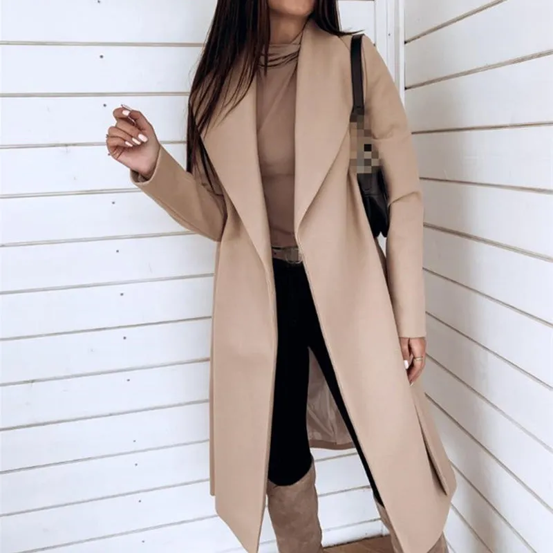Womens Faux Woolen Trench Coat