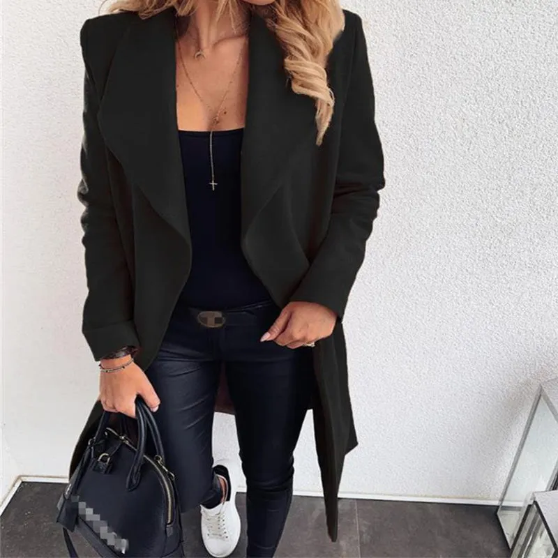 Womens Faux Woolen Trench Coat